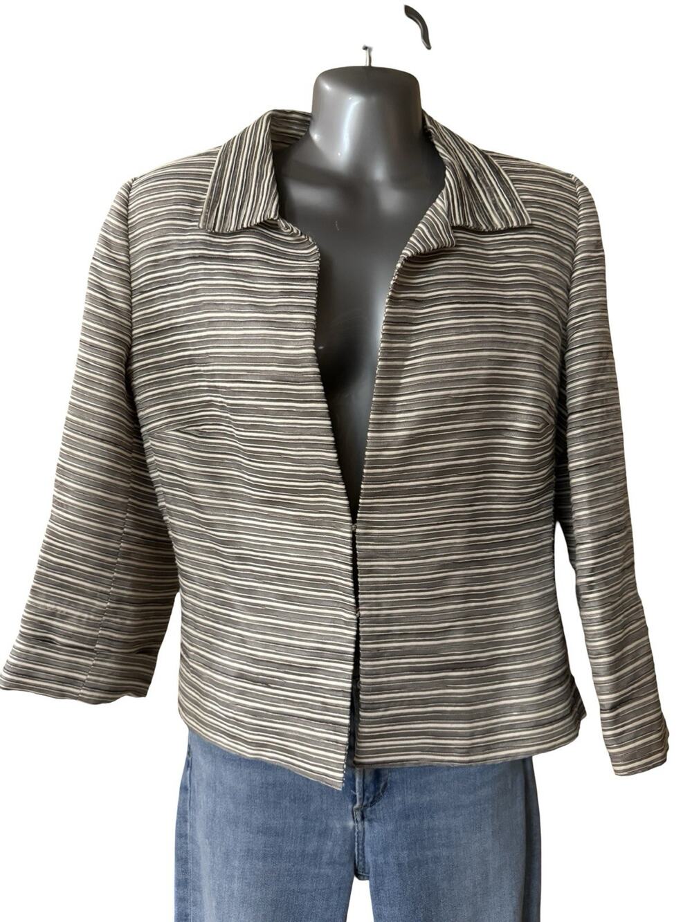 Jorgina Barcelona Silk Taffeta Hook&eye 3/4 Sleeve Blazer Sz 12 / 44